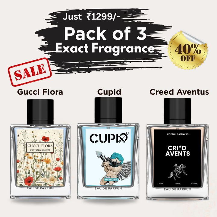 Black Friday Combo – Gucci Flora +cupid + Creed Aventus (3 in 1) | Cotton & Canvas
