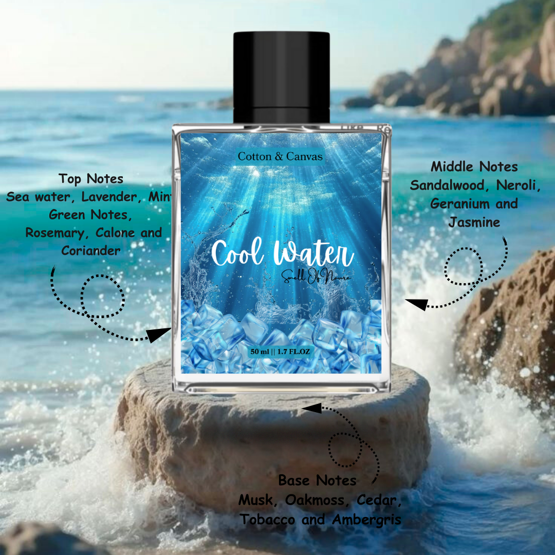 Cool Water Perfume for Men – Fresh Aquatic, Lavender & Musk Fragrance (50ml)